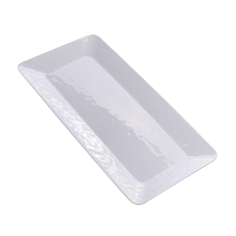Luna Gift Set of 2 17 inch Melamine Serving Tray/Large Rectangular Serving Platters for Holiday Home Party,Break-resistant and Lightweight,Hammered Finish(White Color) - Image 5